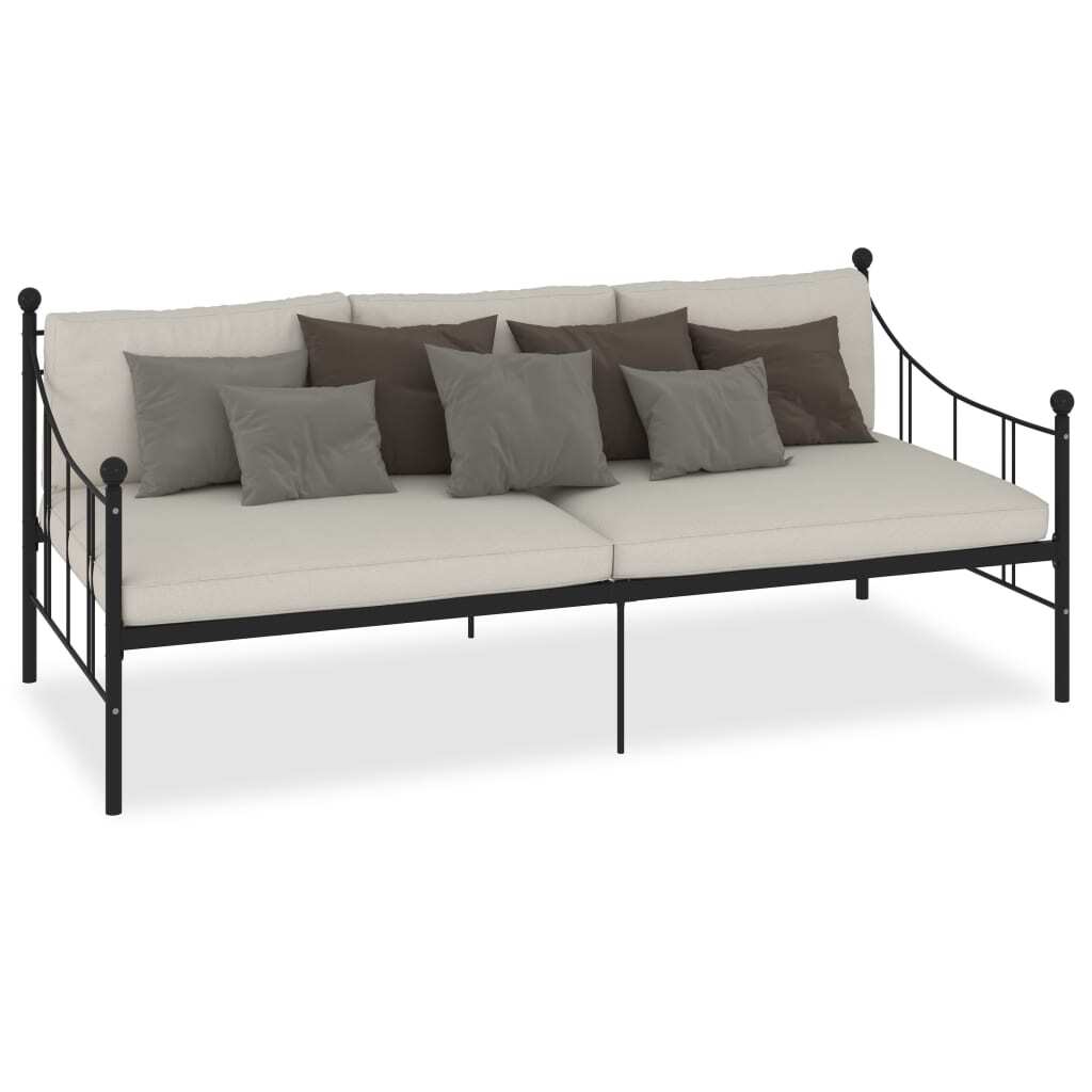 284669  DayBed Frame without Mattress Black Metal 90x200 cm