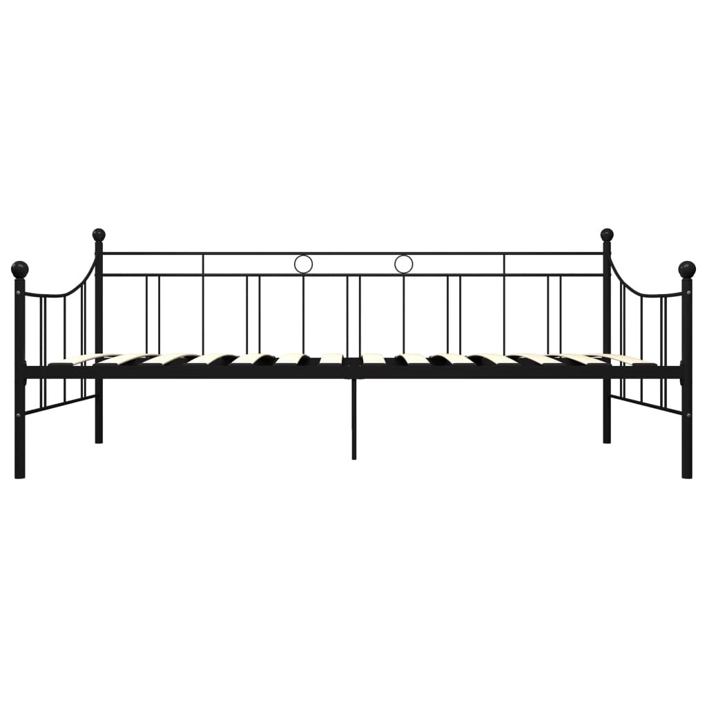 284669  DayBed Frame without Mattress Black Metal 90x200 cm