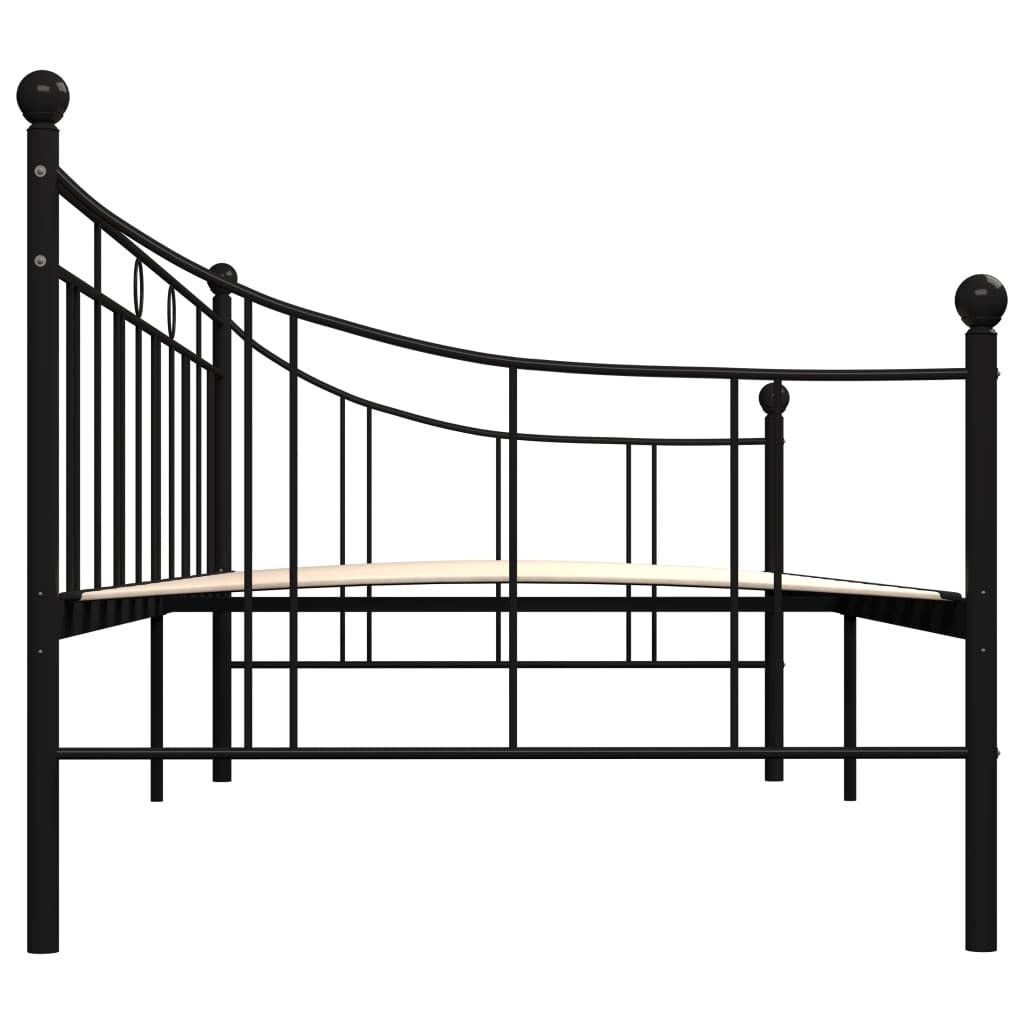 284669  DayBed Frame without Mattress Black Metal 90x200 cm