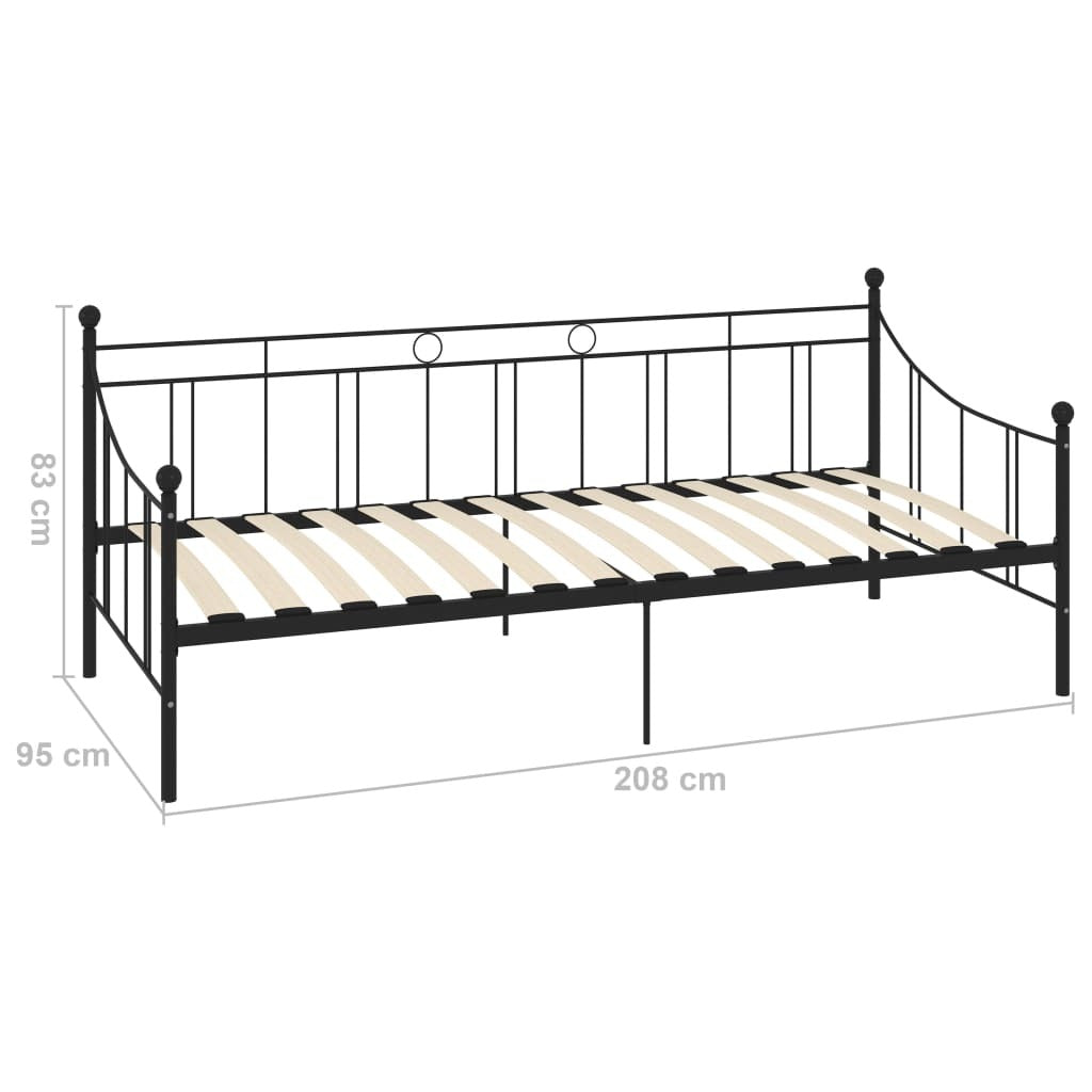 284669  DayBed Frame without Mattress Black Metal 90x200 cm