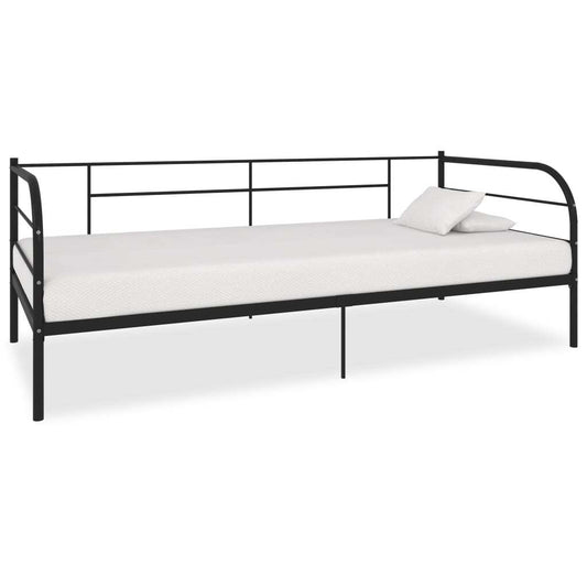 284673  DayBed Frame without Mattress Black Metal 90x200 cm