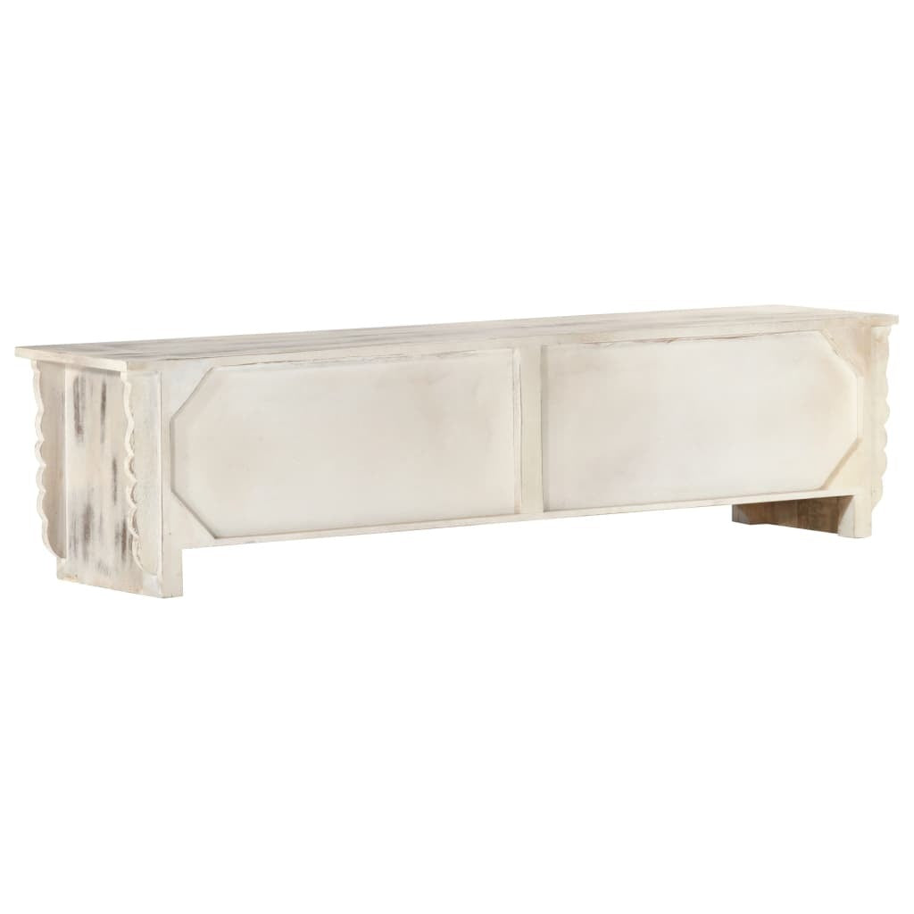 TV Cabinet White 140x30x35 cm Solid Mango Wood
