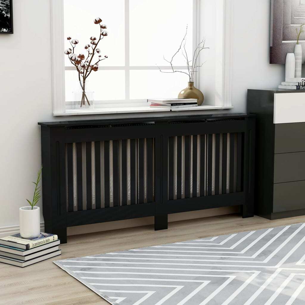 Radiator Cover Black 172x19x81.5 cm MDF