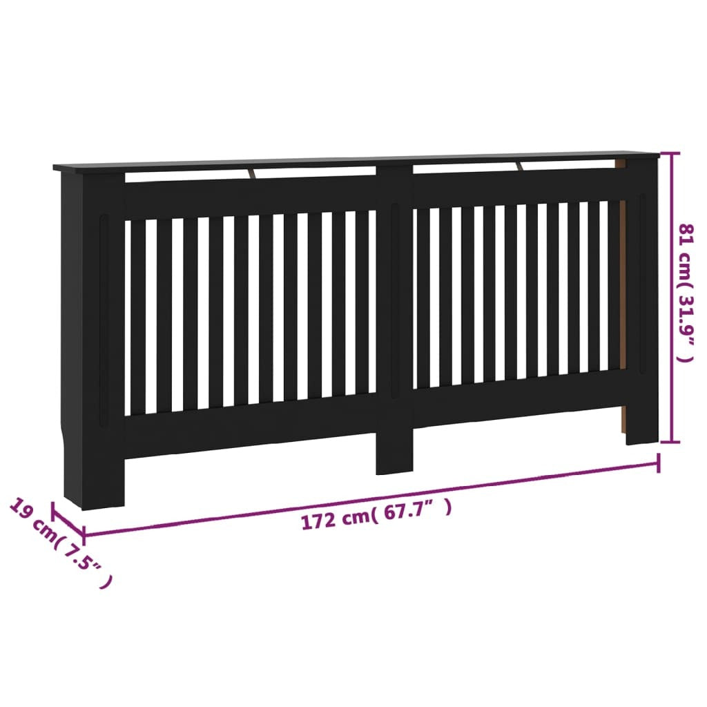 Radiator Cover Black 172x19x81.5 cm MDF