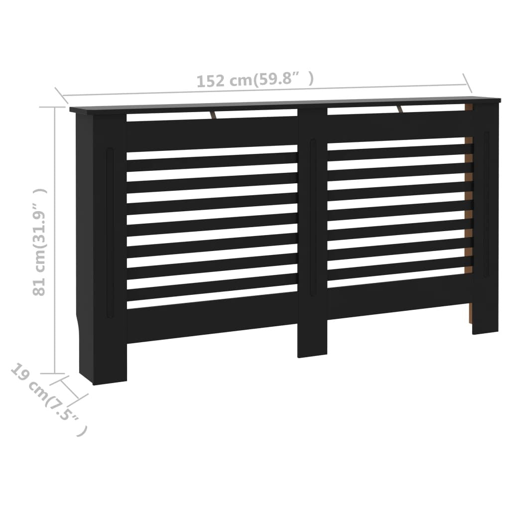 Radiator Cover Black 152x19x81.5 cm MDF