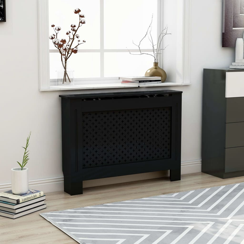 Radiator Cover Black 112x19x81.5 cm MDF