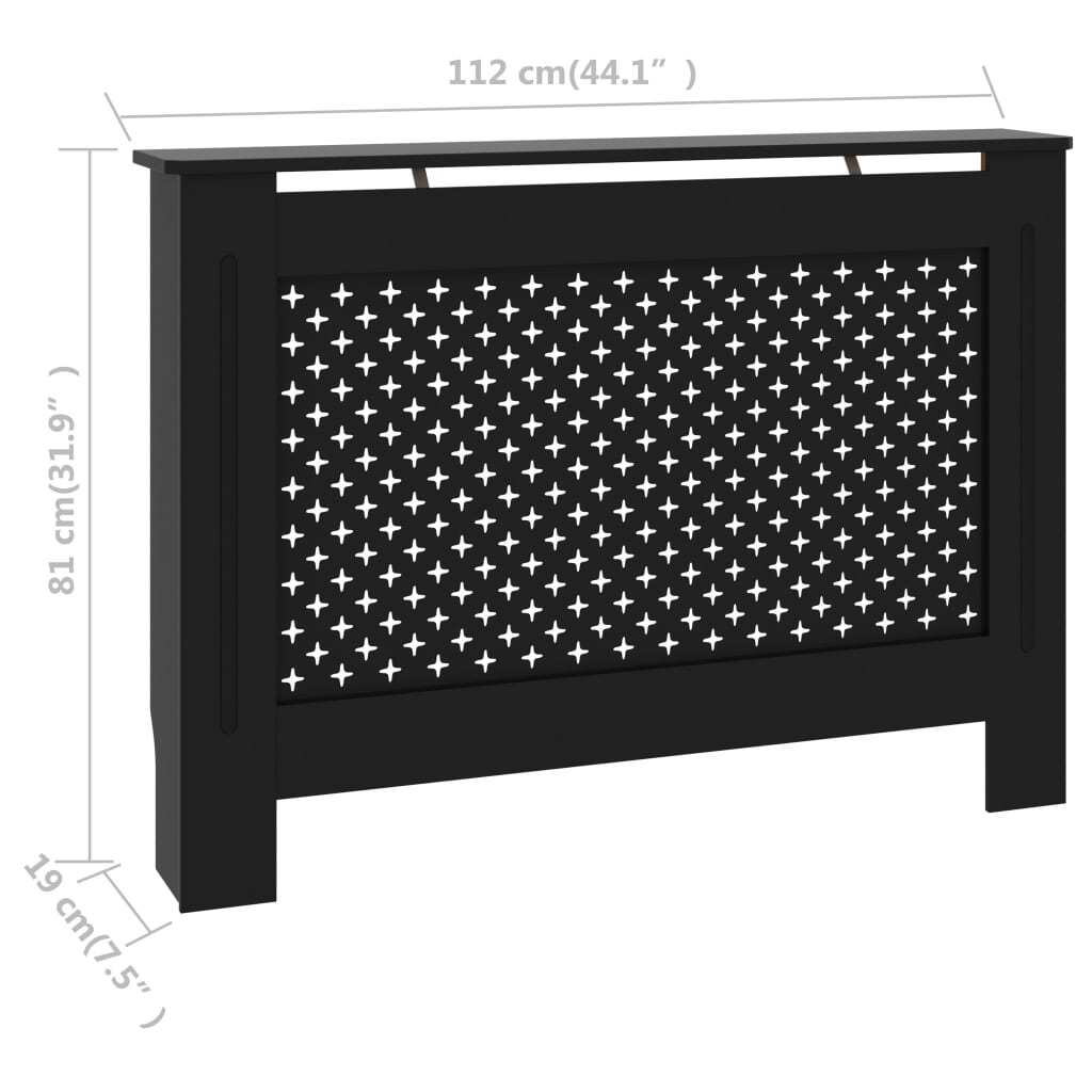 Radiator Cover Black 112x19x81.5 cm MDF