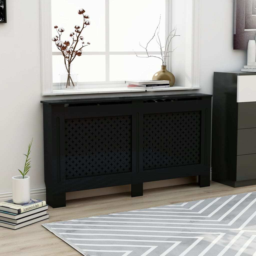 Radiator Cover Black 152x19x81.5 cm MDF