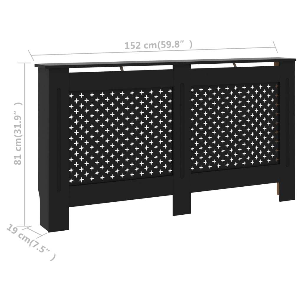 Radiator Cover Black 152x19x81.5 cm MDF