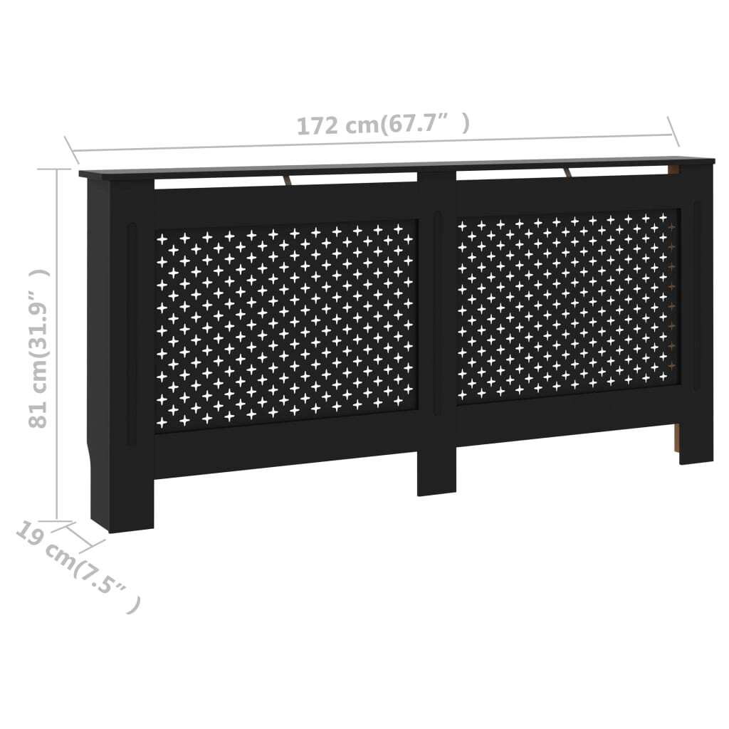 Radiator Cover Black 172x19x81.5 cm MDF