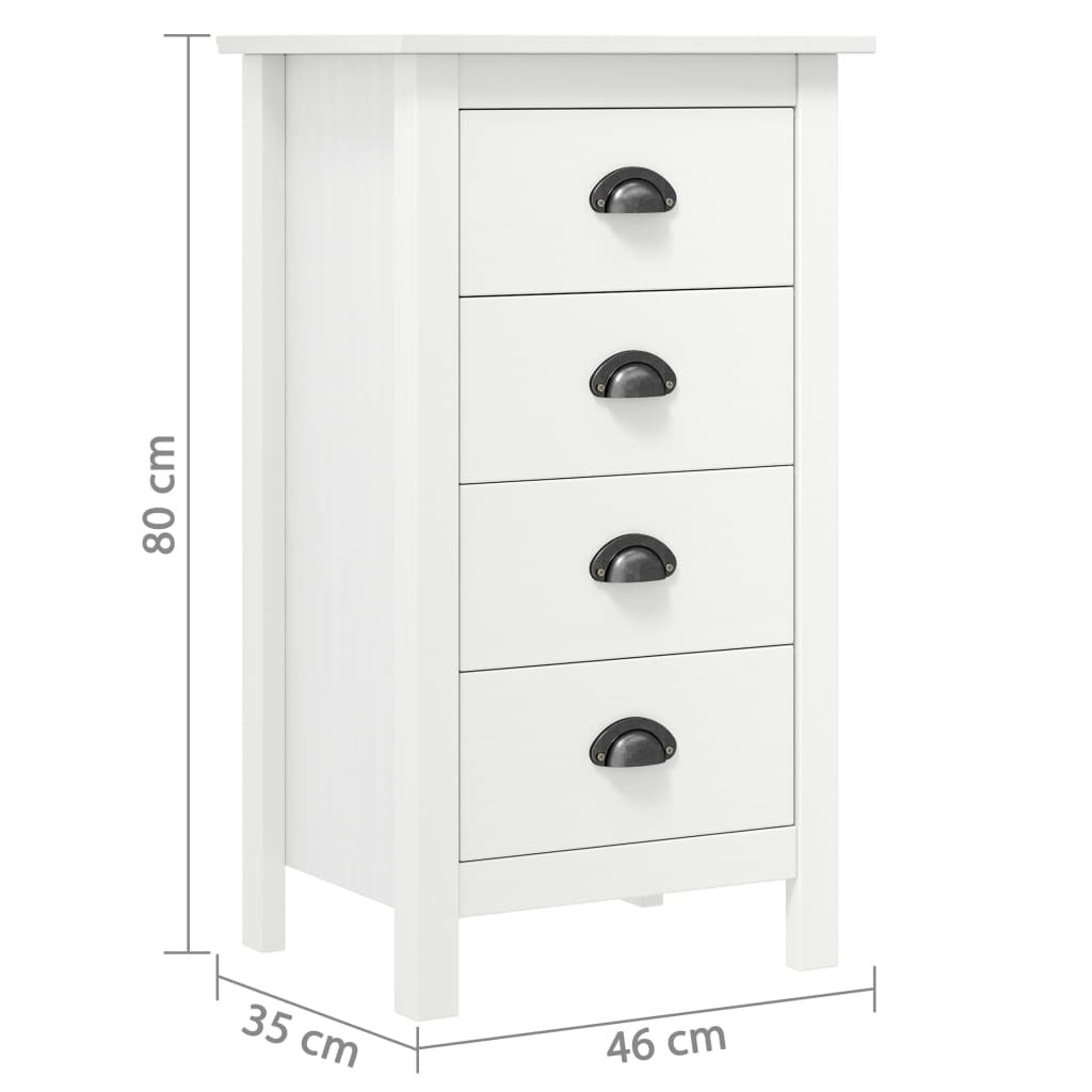 Sideboard Hill White 46x35x80 cm Solid Pine Wood