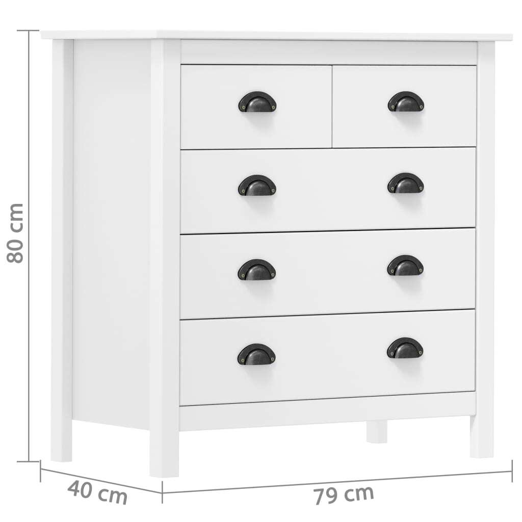 Sideboard Hill White 79x40x80 cm Solid Pine Wood