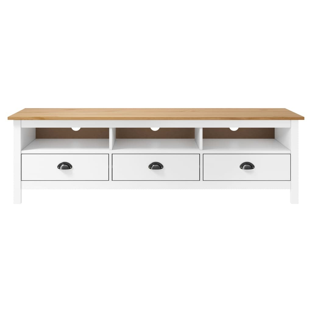 TV Cabinet Hill White 158x40x47 cm Solid Pine Wood