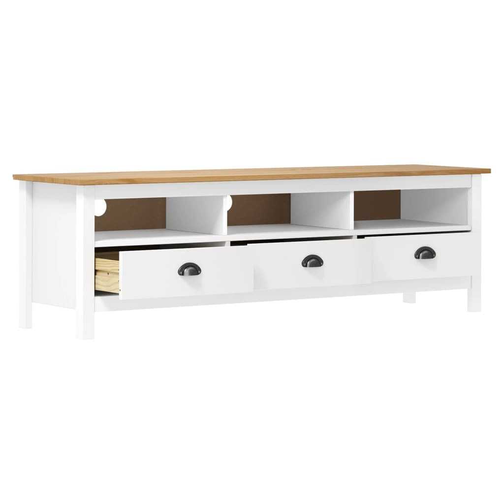 TV Cabinet Hill White 158x40x47 cm Solid Pine Wood