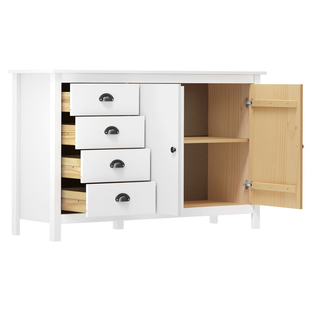 Sideboard Hill White 130x40x80 cm Solid Pine Wood