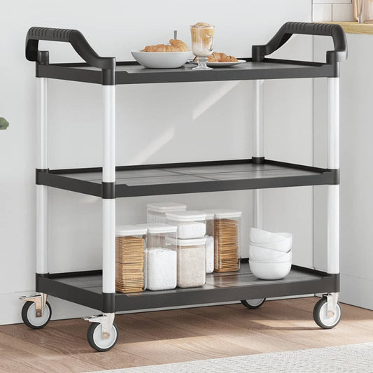 3-Tier Trolley Black 99x50x96 cm Aluminium