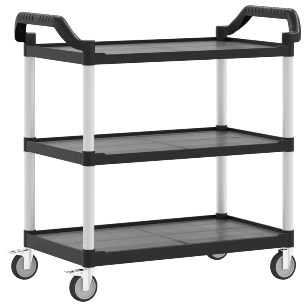 3-Tier Trolley Black 99x50x96 cm Aluminium