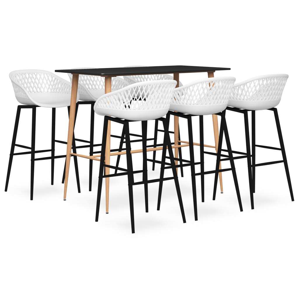 7 Piece Bar Set Black and White