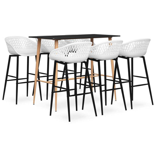 7 Piece Bar Set Black and White