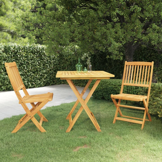 3 Piece Folding Garden Dining Set Solid Acacia Wood