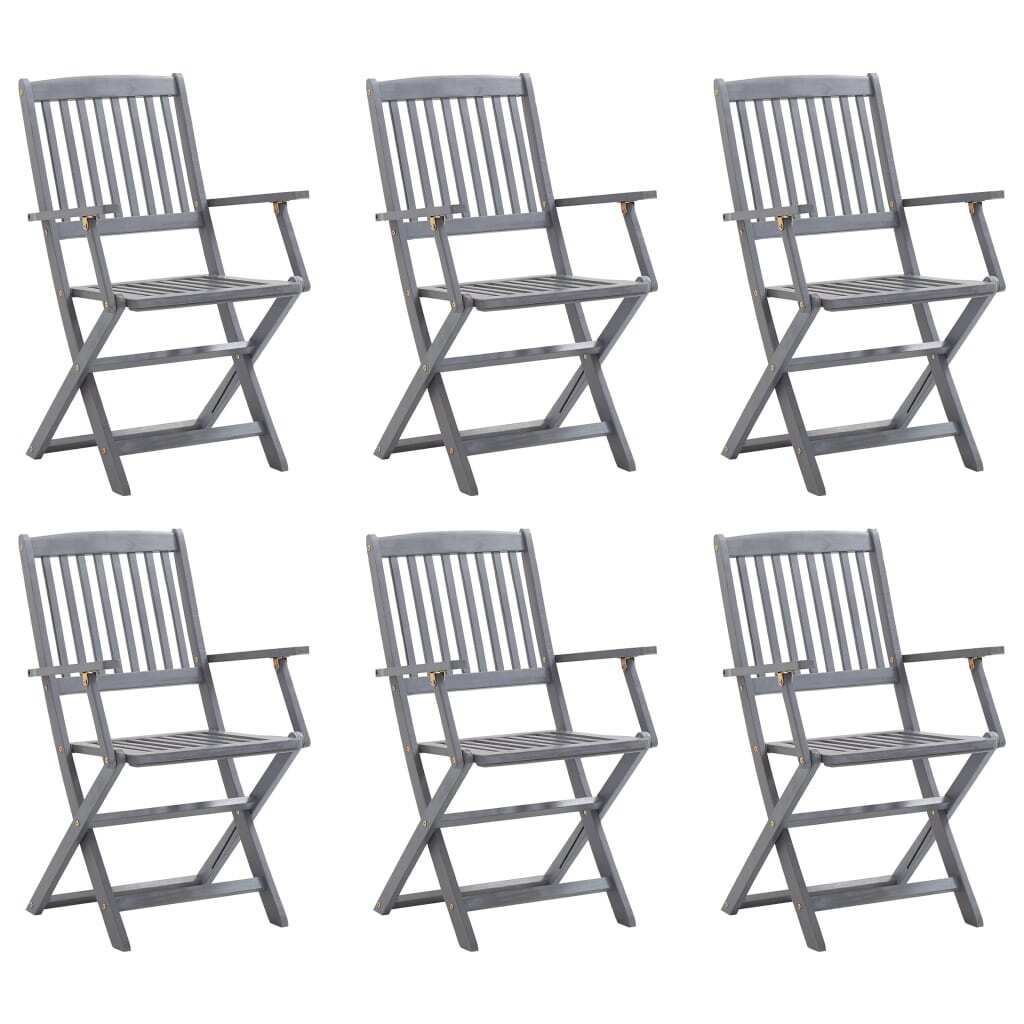 Folding Outdoor Chairs 6 pcs Solid Acacia Wood