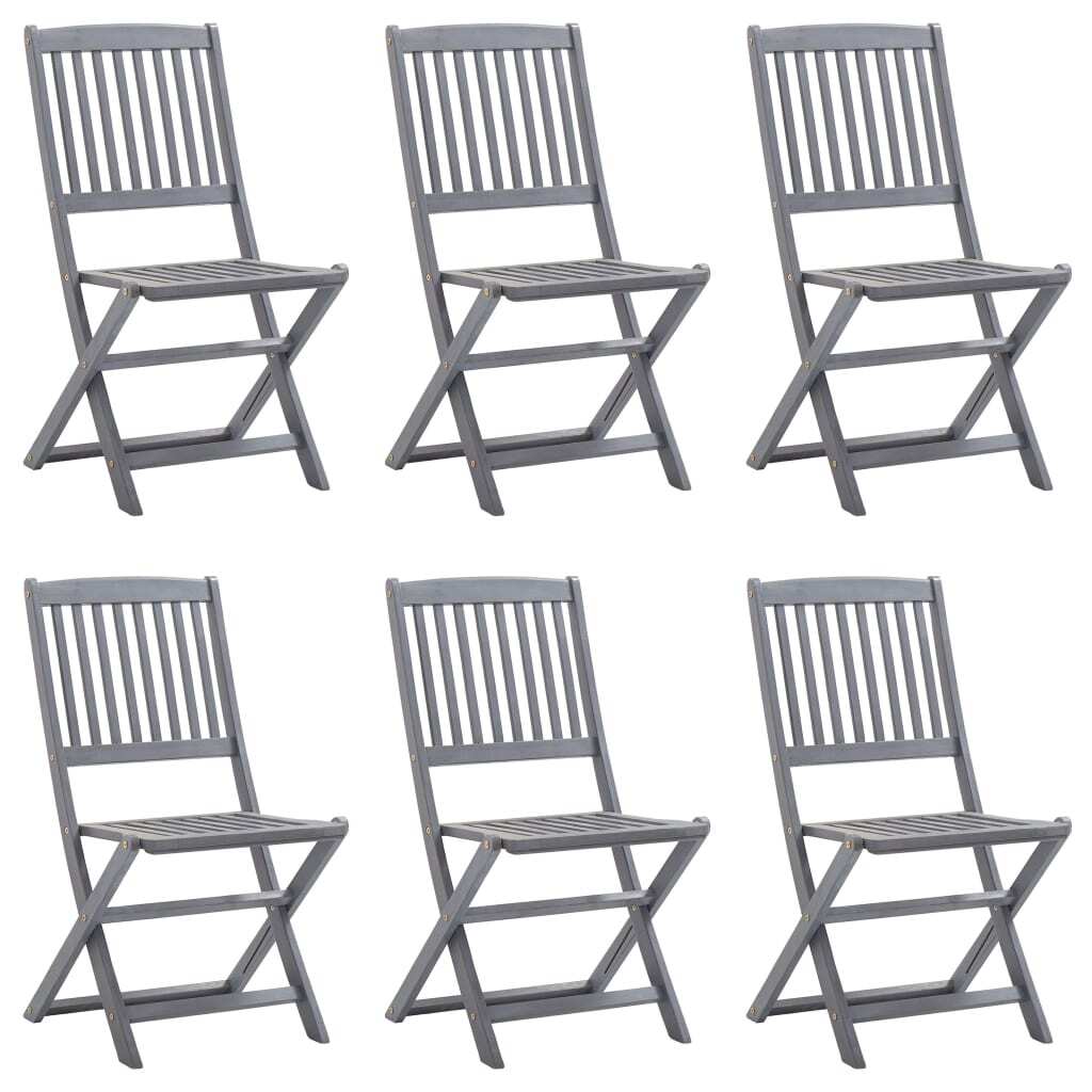 Folding Outdoor Chairs 6 pcs Solid Acacia Wood