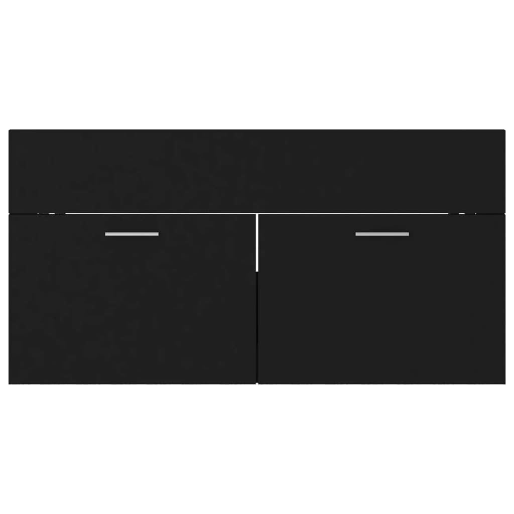 Bathroom Furniture Set Black Engineered Wood