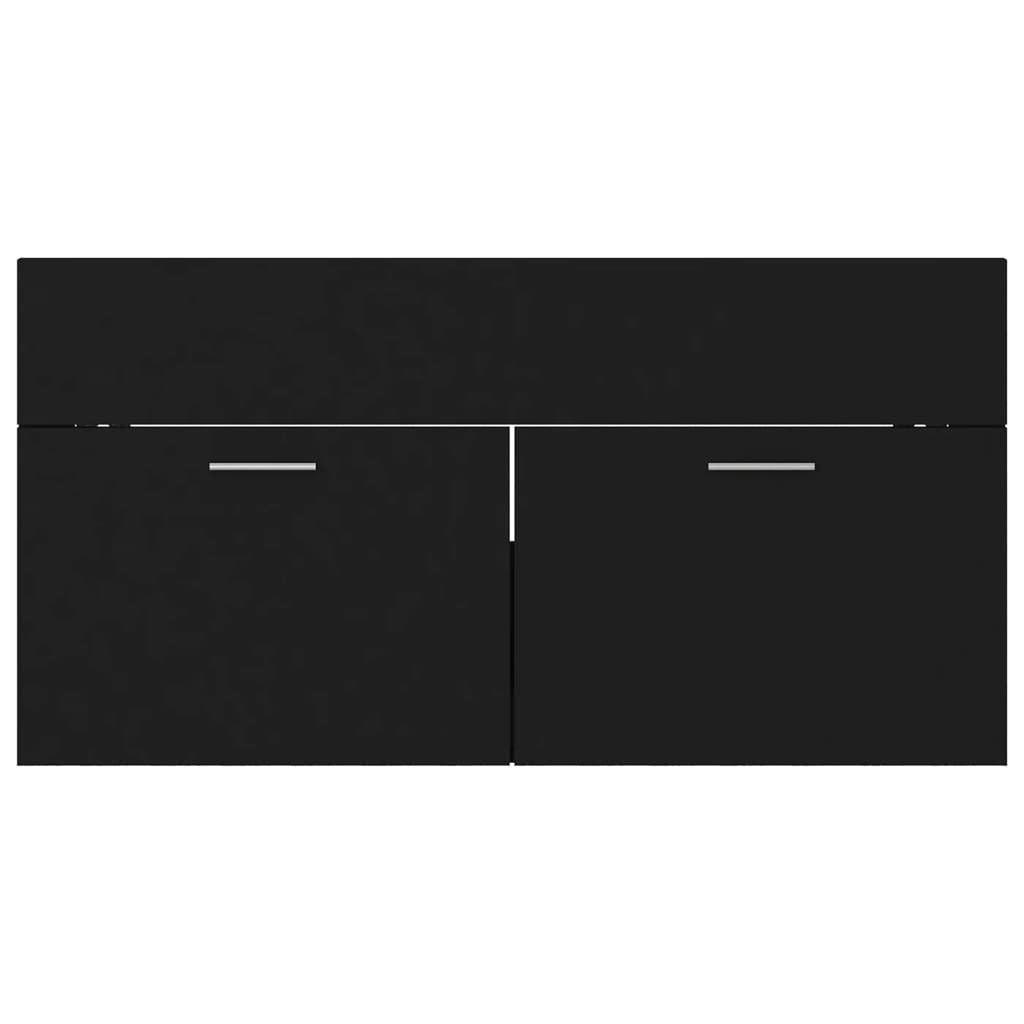 Bathroom Furniture Set Black Engineered Wood