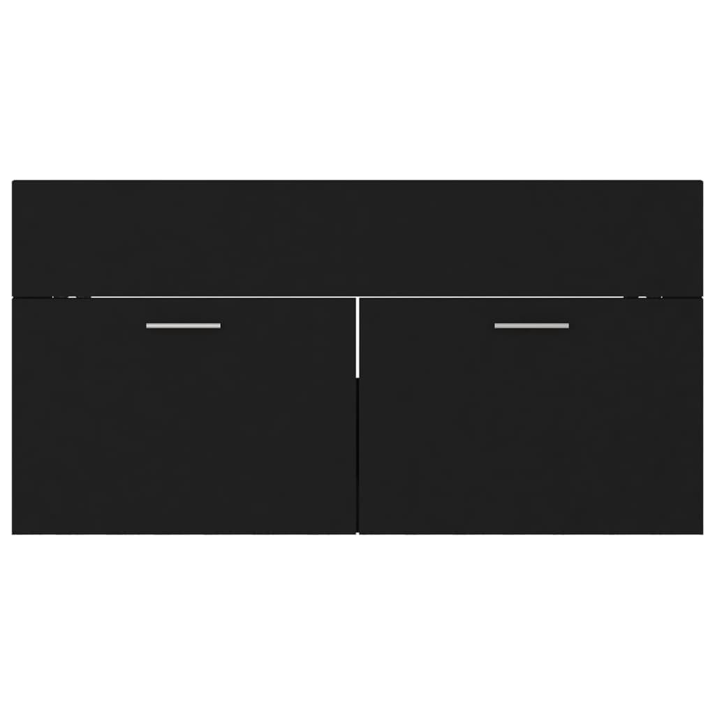 Sink Cabinet with Built-in Basin Black Engineered Wood