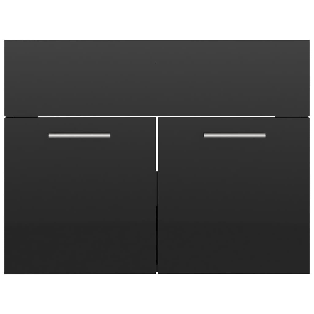 Bathroom Furniture Set High Gloss Black Engineered Wood