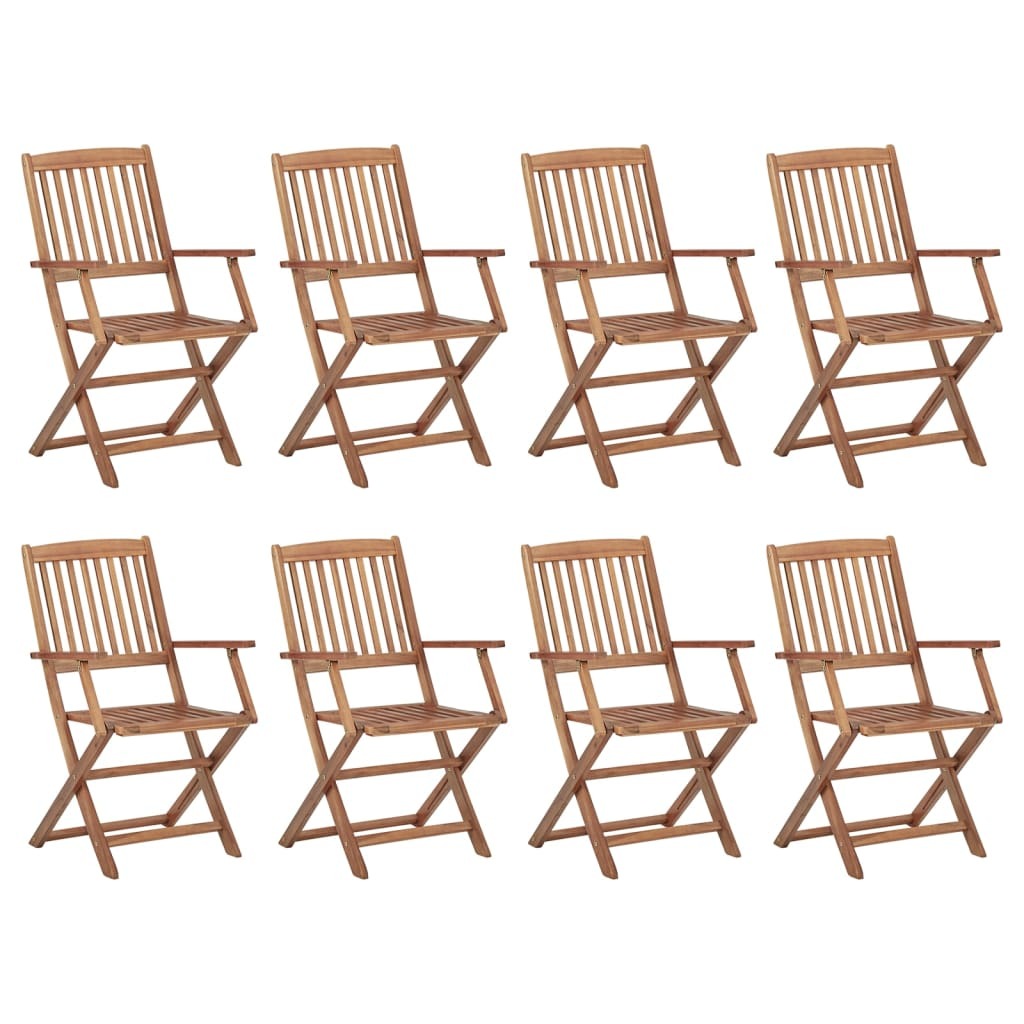Folding Outdoor Chairs 8 pcs Solid Acacia Wood