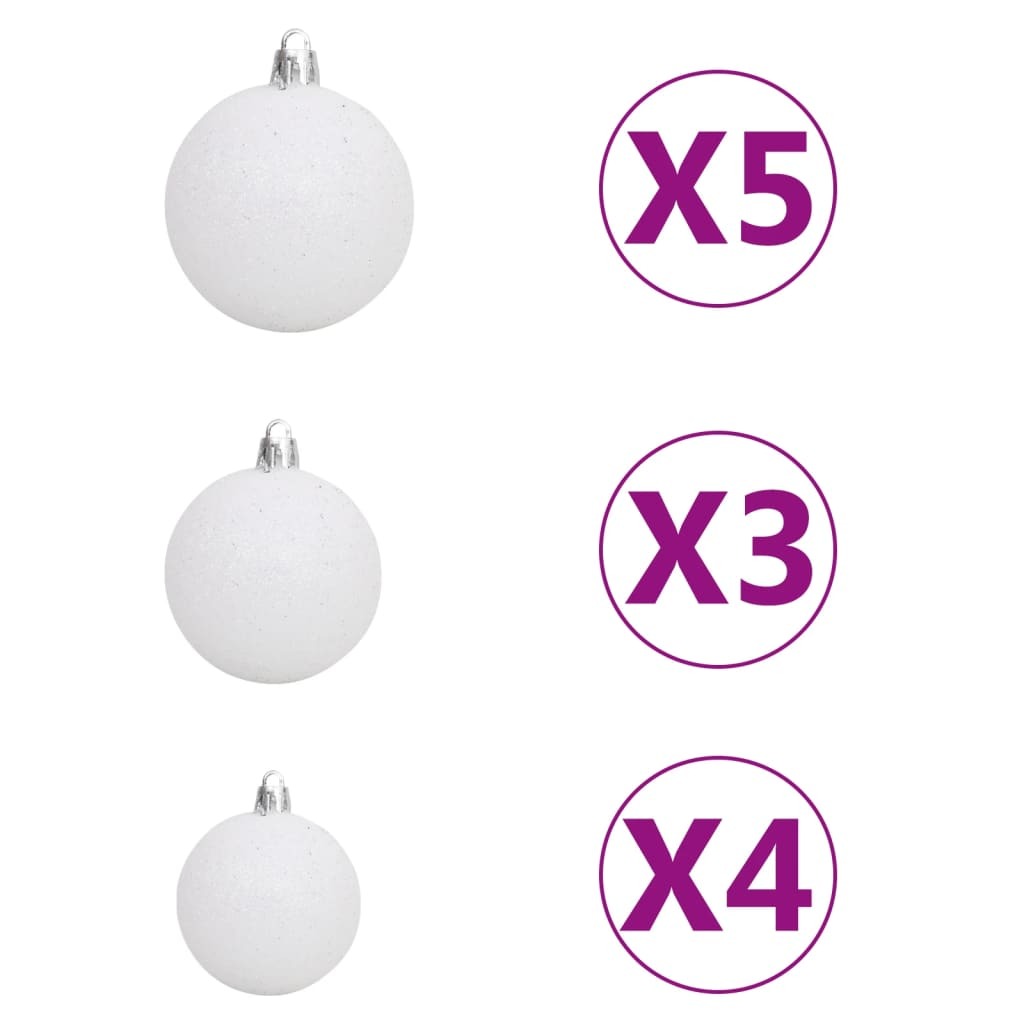 Artificial Pre-lit Christmas Tree with Ball Set White 180 cm