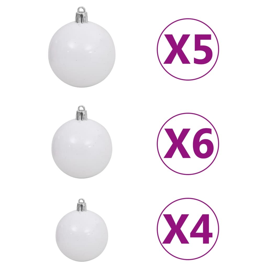 Artificial Pre-lit Christmas Tree with Ball Set White 180 cm