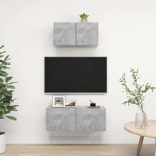 2 Piece TV Cabinet Set Concrete Grey Engineered Wood