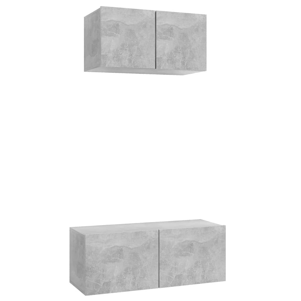 2 Piece TV Cabinet Set Concrete Grey Engineered Wood