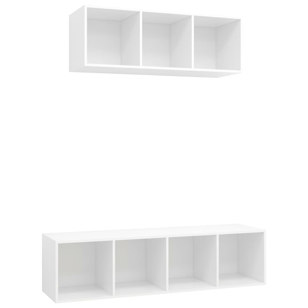 2 Piece TV Cabinet Set White Engineered Wood