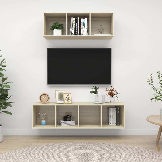 2 Piece TV Cabinet Set Sonoma Oak Engineered Wood