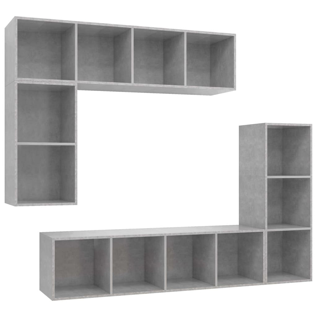 4 Piece TV Cabinet Set Concrete Grey Engineered Wood