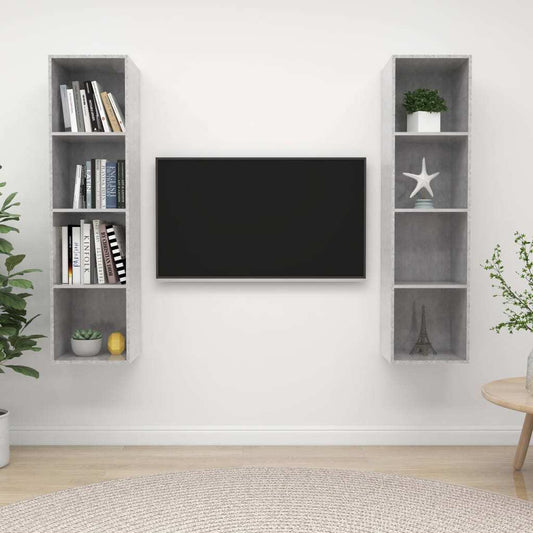 Wall-mounted TV Cabinets 2 pcs Concrete Grey Engineered Wood