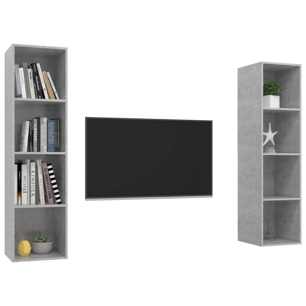Wall-mounted TV Cabinets 2 pcs Concrete Grey Engineered Wood