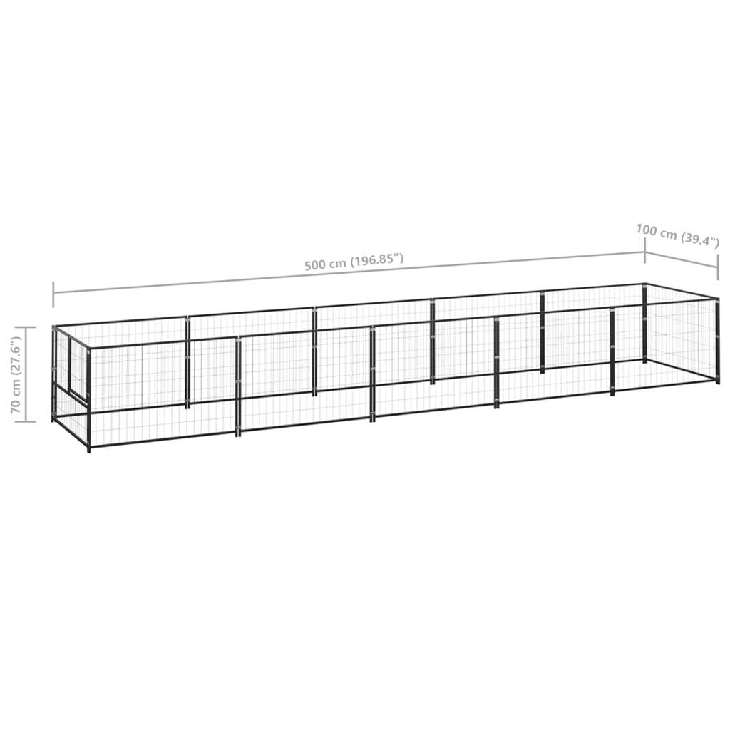 Dog Kennel Black 5 m Steel