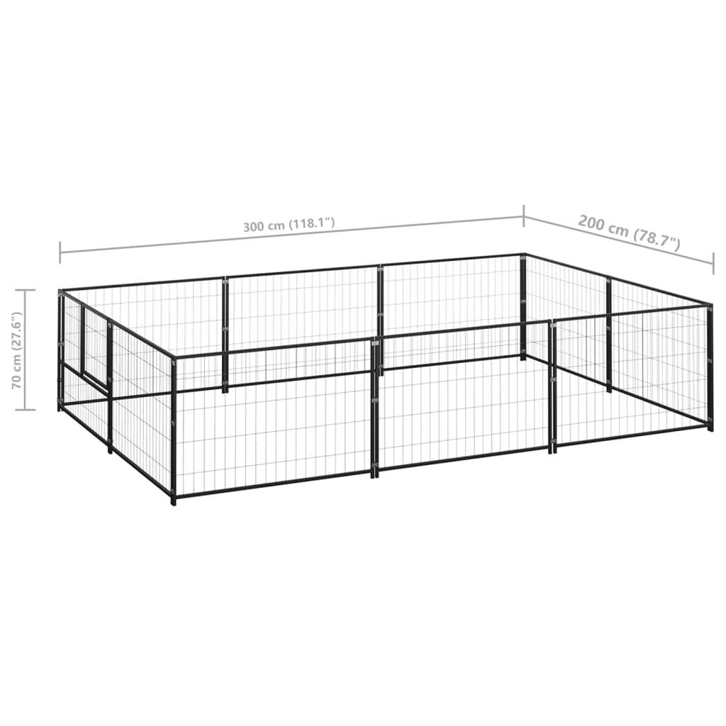 Dog Kennel Black 6 m Steel
