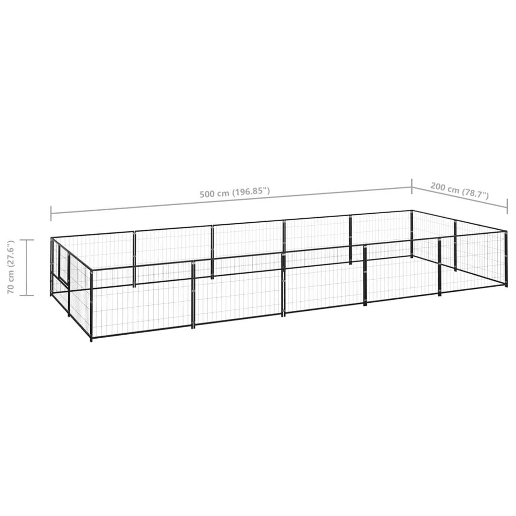 Dog Kennel Black 10 m Steel
