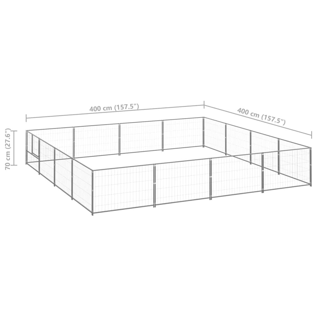 Dog Kennel Silver 16 m Steel