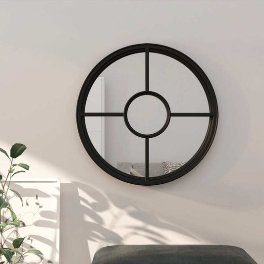 Mirror Black 60x4 cm Iron Round for Indoor Use