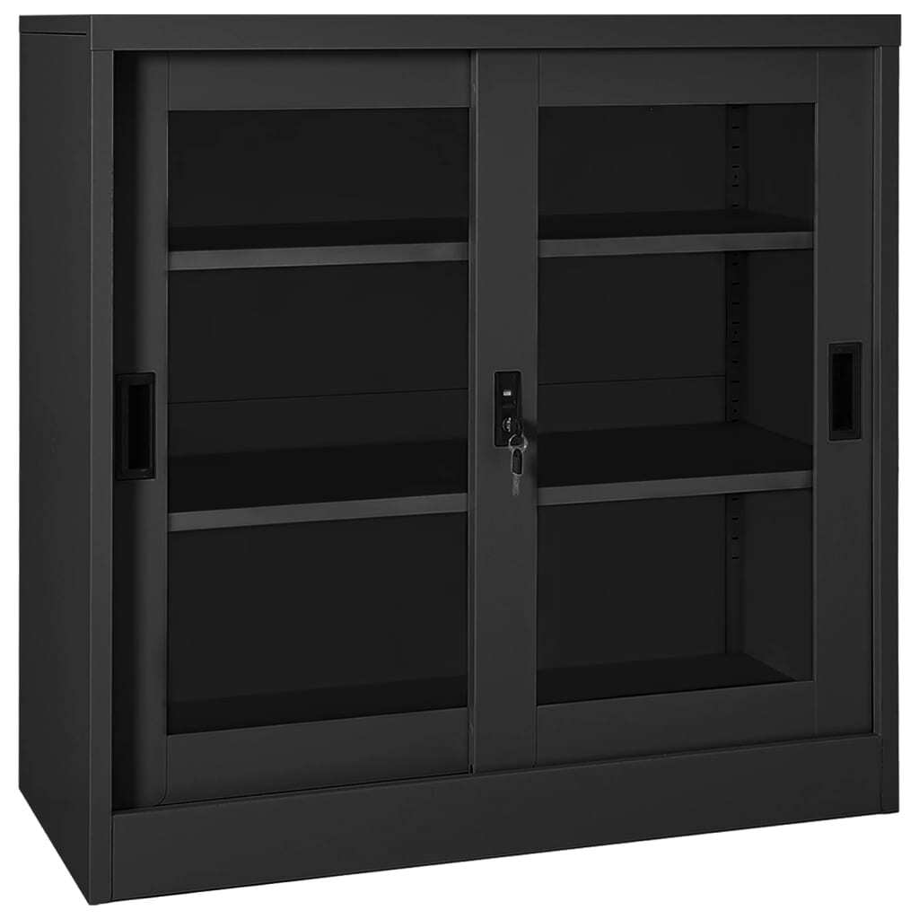 Sliding Door Cabinet with Planter Box Anthracite Steel