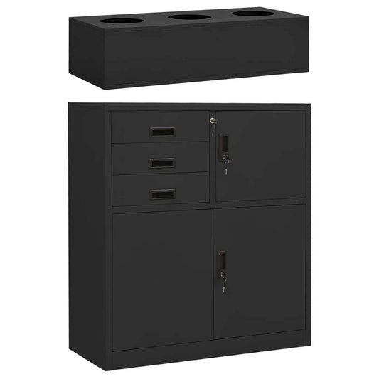 Office Cabinet with Planter Box Anthracite 90x40x125 cm Steel