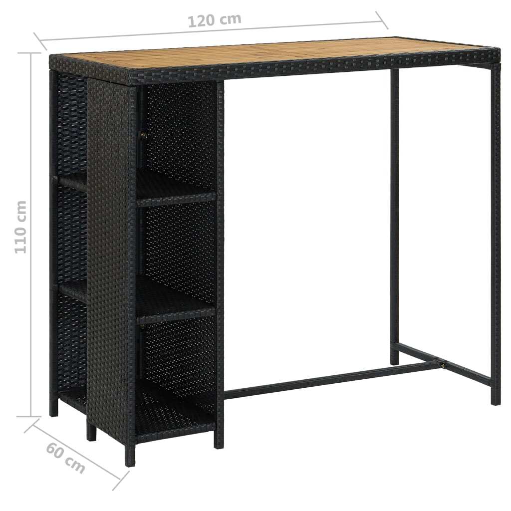 5 Piece Garden Bar Set with Cushions Poly Rattan Black