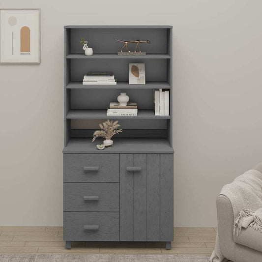 Highboard HAMAR Solid Wood Pine Dark Grey