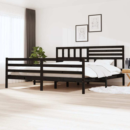 Bed Frame without Mattress Black Solid Wood 200x200 cm